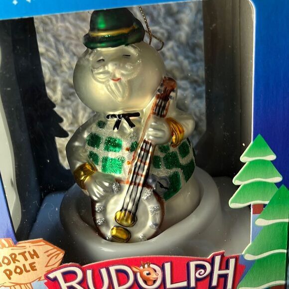 NIB RUDOLPH RED NOSED REINDEER, SAM SNOWMAN GLASS CHRISTMAS ORNAMENT BRASS KEY - Picture 7 of 11